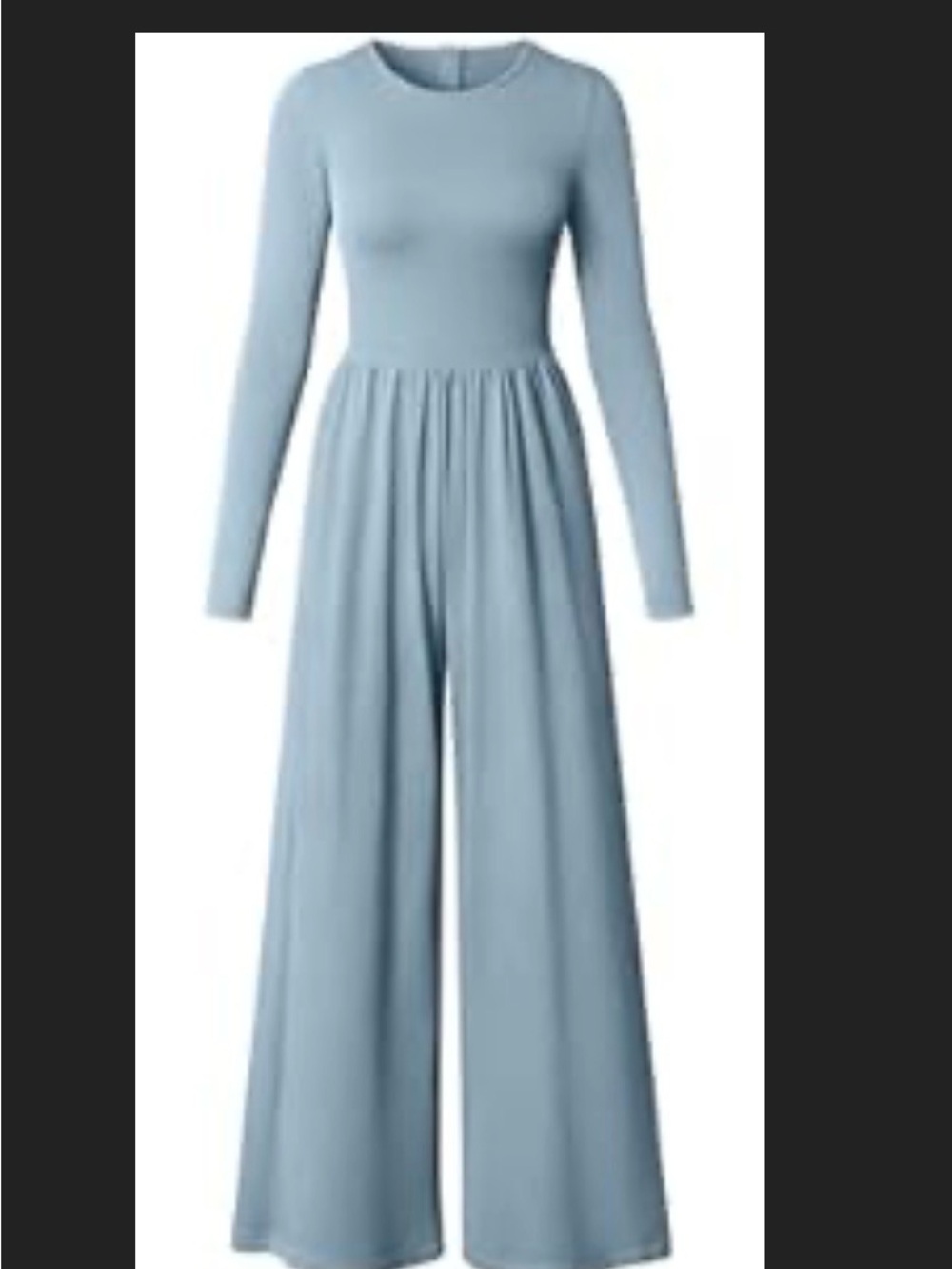 OQQ Light Blue Long Sleeve Wide-Leg Jumpsuit.